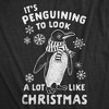 Mens It's Penguining To Look A Lot Like Christmas T Shirt Funny Holiday Penguin Xmas Tee - Crazy Dog Men's T Shirt - 2 of 4