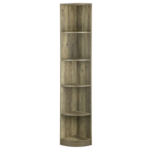 Wall Corner Bookcase Tall Bookshelf Storage Organizer 5 Tiers