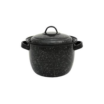 Granite Ware Porcelain Enamel Pot With Lid 8.6 in. 4 qt Black