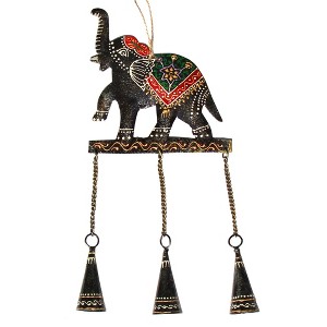 Slickblue 11" Handmade Elephant Chime Wall Art & Garden Decor – Antique Copper Finish with Colorful Accents - 1 of 4