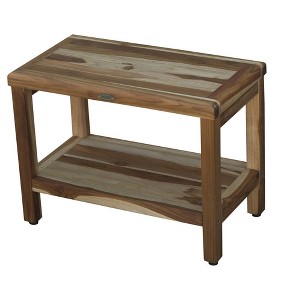 EcoDecors® Eleganto® 24" Teak Wood Shower Bench with Shelf in EarthyTeak Finish - Target Plus Natural 24"L x 13"D x 18"H - 1 of 4