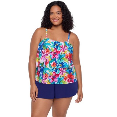 Trimshaper Women's Roxy Plus Swim Romper