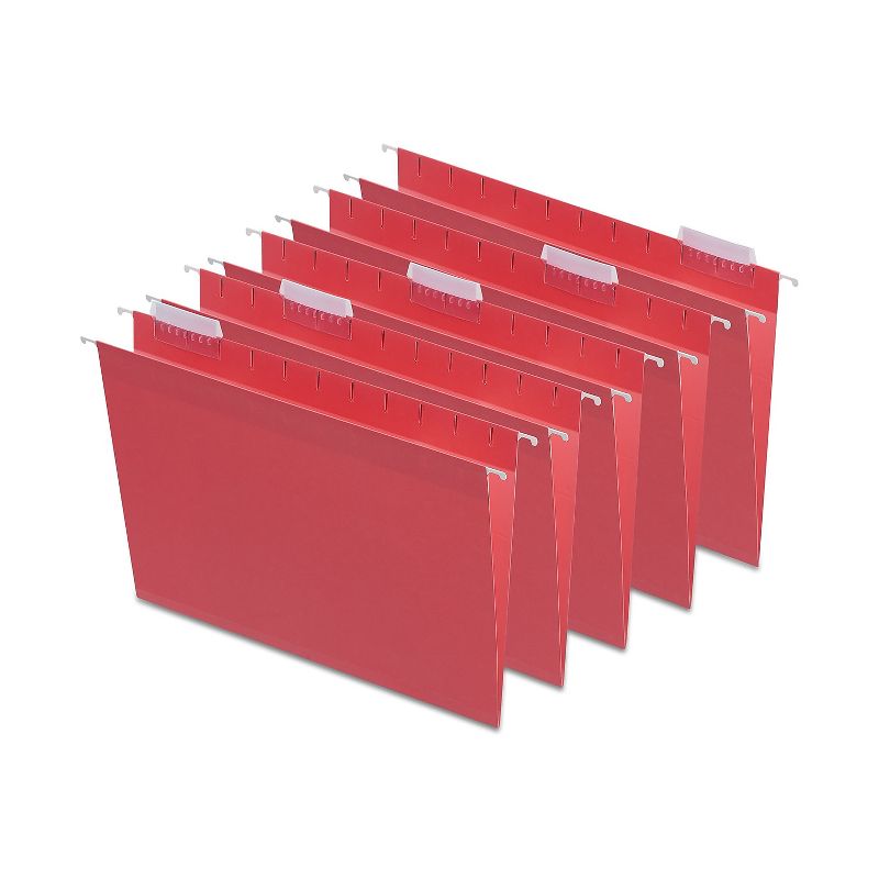 Staples Hanging File Folders 5-Tab Letter Size Red 25/Box (163535), 1 of 6