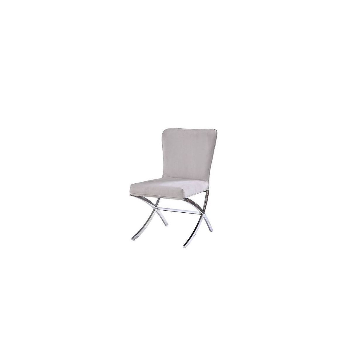 Set of 2 19" Daire Dining Chairs Velvet/Chrome - Acme Furniture: Sturdy Metal Base, Neutral Upholstery