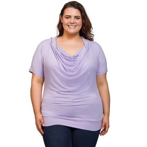 Plus Cowl Neck Short Sleeve Top - 24seven Comfort Apparel™ - 1 of 4