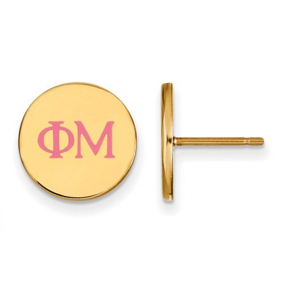 Black Bow Jewelry 14k Yellow Gold Plated Sterling Silver Phi Mu Greek Life Stud Earrings