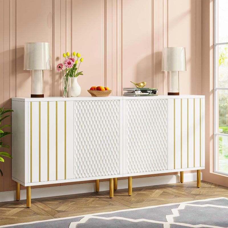 Tribesigns 63" Sideboard Buffet Cabinet with Storage: 4-Tier Storage Cabinet with Doors, Modern Dining Room Kitchen Cabinet, 2 of 9