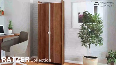 Ratzer White and Brown Mid-Century Modern Storage Cabinet