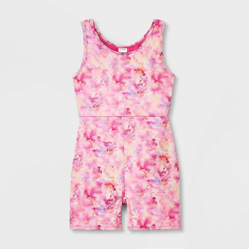 Girls' Floral Spray Sleeveless Biketard - Cat & Jack Pink 2T
