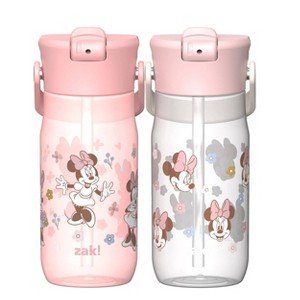 Zak Designs 2pk 18oz Minnie Mouse Harmony Straw Water Bottle Pink - 1 of 4
