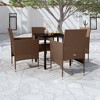 vidaXL 5 Piece Patio Dining Set with Cushions Brown and Black - 31.5" Table Length 4 Items - 2 of 4