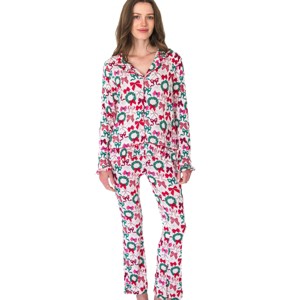 RuffleButts SoftSnooze Women's Ruffle Flare Pajama Set - 1 of 4