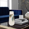 Metal Iron Vase - Modern Glam Decorative White Tall Flower Vase with Hand-Painted Design for Home, Office, Bedroom, and Living Room - 3 of 4