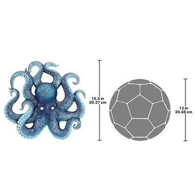 Deadly Blue Resin Octopus Coral Reef Wall Sculpture 16.5"