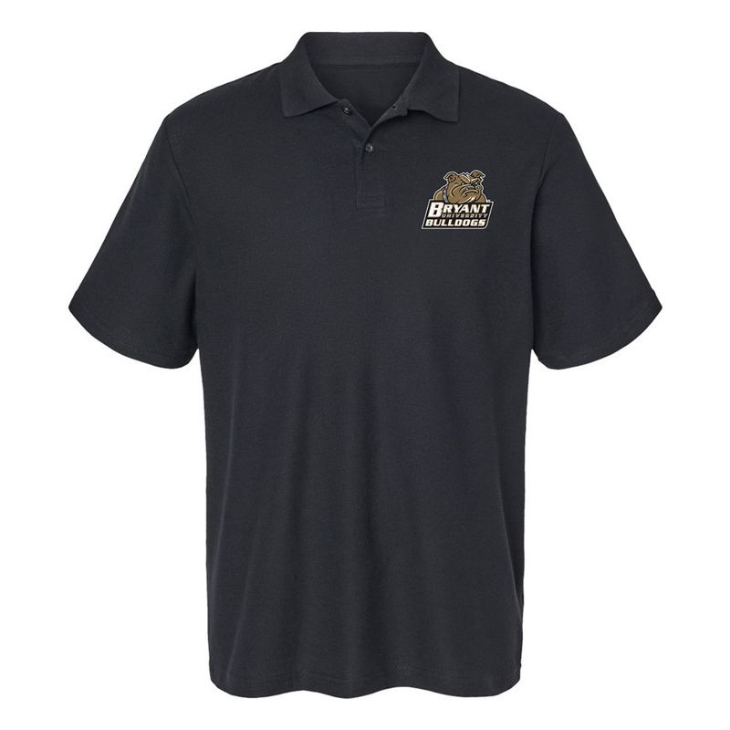 Men's Bryant University Primary Mark, Cotton Polo Short Sleeve T-Shirt, Black, Small