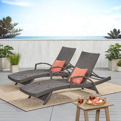 Wicker Patio Chaise Lounge with Adjustable Back, Poolside Sunbathing Chair with Foldable Legs, Waterproof Outdoor Chair -Christopher Knight Home