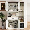 71"H Engineered Wood Farmhouse Kitchen Pantry Sideboard with Cabinet, Drawer, Hutch, Glass Holder, and Charging Station - 3 of 4