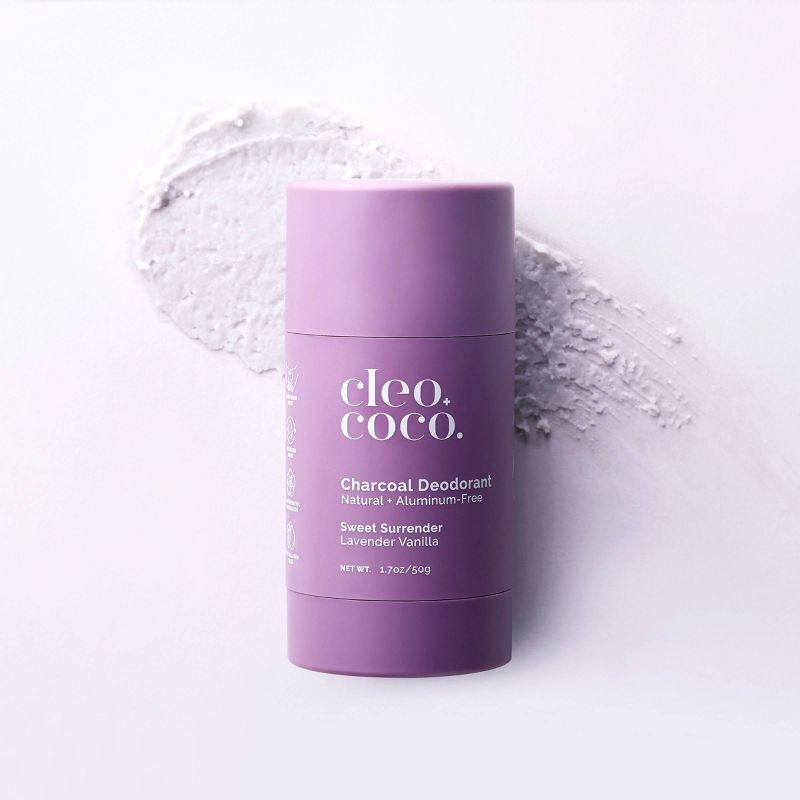 cleo+coco. Natural Charcoal Deodorant For Men and Women - Aluminum Free - Lavender Vanilla - 1.7oz, 3 of 12