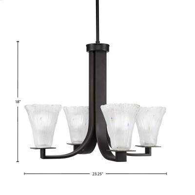 Toltec Lighting Apollo 4 - Light Chandelier in  Dark Granite with 5.5" Fluted Frosted Crystal Shade