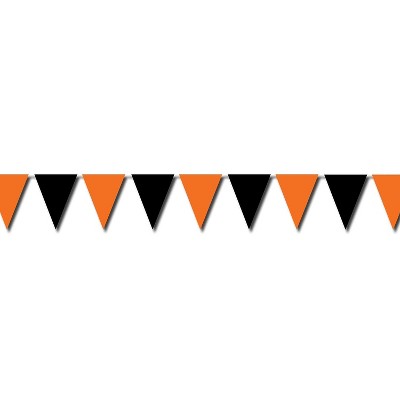 Beistle 17" x 30' Halloween Outdoor Pennant Banner; Orange/Black 2/Pack 00116