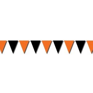 Beistle 17" x 30' Halloween Outdoor Pennant Banner; Orange/Black 2/Pack 00116 - 1 of 1