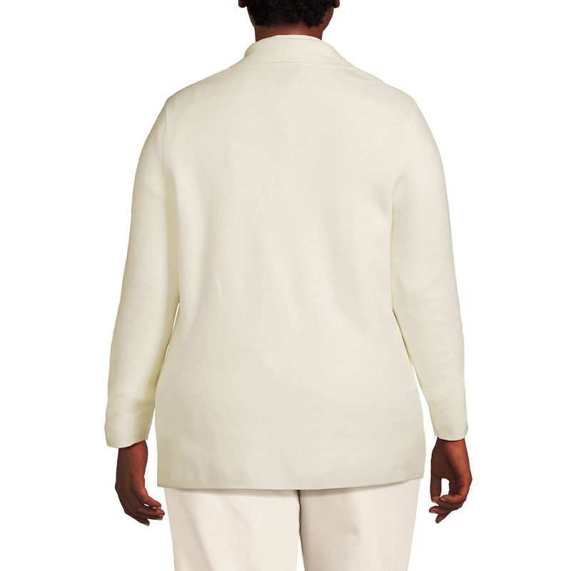 Lands' End Women's Fine Gauge Cotton Button Front Blazer Sweater, 2 of 5