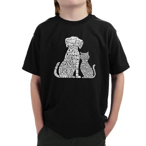 LA Pop Art Boy's Word Art T-shirt - Dogs and Cats - 1 of 4