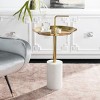 Apollo Round Brass Top Side Table - FOX5523A - White/Brass - Safavieh Couture - 2 of 4