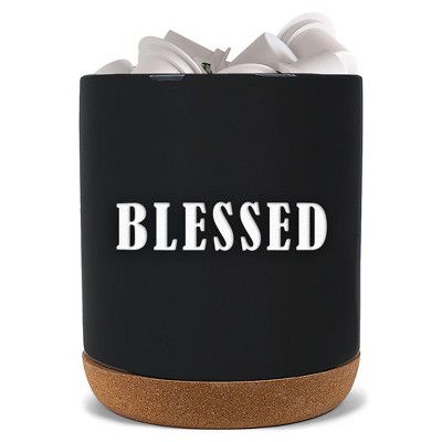 Elanze Designs Blessed Black X-Large Cork Bottom, Kitchen Counter, Ceramic Stoneware, Coffee, Tea and Hot Chocolate, Machine Brewing, K Capsule Pod