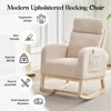 Rocking Chair, Glider Nursery Chair with High Back and Side Pocket, Rocking Accent Armchair with Rubber Wood Legs for Living Room/Bedroom/Nursery - 4 of 4