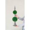 D7x26.5" Artificial Two-Tiered Boxwood Sphere Topiary on Metal Spire - 4 of 4