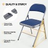 VINGLI 4 Pack Folding Chairs with Padded Seats, Metal Frame with Fabric Seat & Back, Capacity 350 lbs, Blue, Set of 4 - 4 of 4