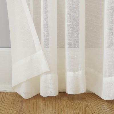 Ivory Sheer Linen Blend Grommet Top Window Panel