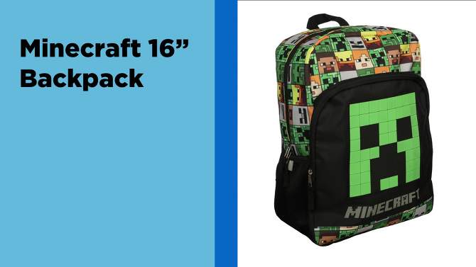 Kids&#39; Minecraft 16&#34; Backpack with Big Face Creeper - Black, 2 of 5, play video