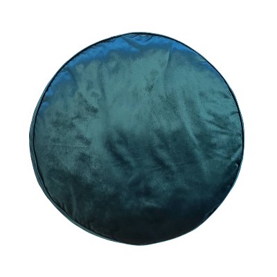 24" Panne Velvet Floor Round Pillow Teal - Edie@Home