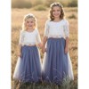 2Bunnies 2 Piece Lace Top Tulle Skirt Boho Rustic Flower Girl Dress Set - 2 of 4
