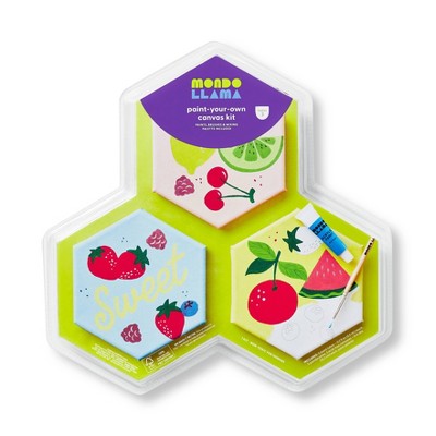 3ct Paint-Your-Own Hexagon Canvas Kit Fruit - Mondo Llama™