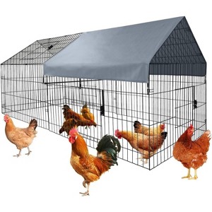 GustoWave Metal Chicken Coop 86"×40"×40" Chicken Run with Waterproof Cover, Portable Poultry Cage, Outdoor Walk-in Poultry Rabbit Duck Cage - 1 of 4