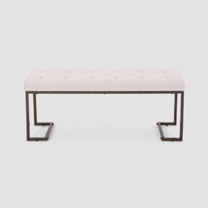 Galileo Modern Bench Beige: Christopher Knight Home, Upholstered Entryway Seating, Button-Tufted - 1 of 4