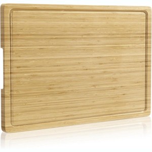 Set of 2 Extra Large Bamboo Wood Cutting Board 20 x 15 Inch, Kitchen Chopping Board with Juice Groove & Handle, Wood Charcuterie Board Serving Tray - 1 of 4