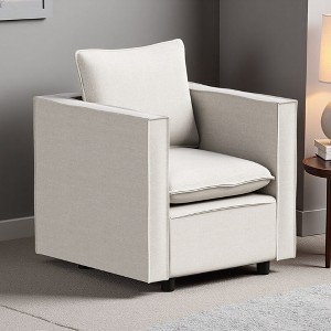 Set of 2 Modern Accent Chairs with Soft Cushions & Armrests - 1 of 4