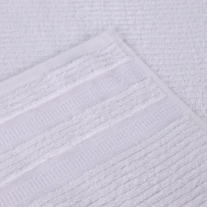 Zero Twist Cotton Ribbed Modern Geometric Border Face Towel Washcloth Set of 12 by Blue Nile Mills, 3 of 9