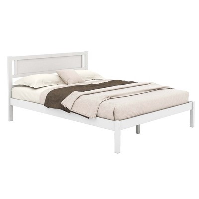 Costway Twin/Full/Queen Wooden Platform Bed with 12 Slats Headboard & Under Bed Storage White