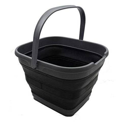 Sammart 10l (2.6 Gallon) Collapsible Rectangular Handy Bucket, Grey ...
