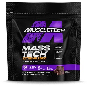 MuscleTech Mass Gainer Mass-Tech Extreme 2000, Muscle Builder Whey Protein Powder, Protein + Creatine + Carbs, Weight Gainer for Women & Men, Triple - 1 of 2