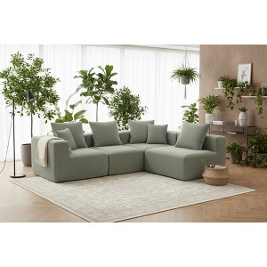 111'' Chenille L-Shaped Modular Sectional Sofa with Deep All-Foam Seats and 5 Matching Pillows - 1 of 4