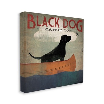 Stupell Industries Black Dog Canoe Company Pet Boating Lake Sports