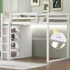 Whisen Wood Full Size Loft Bed with Built-in Wardrobe, Storage Shelves and Led light - 2 of 4
