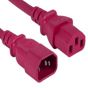 SANOXY 10ft 18 AWG Computer Power Extension Cord IEC320 C13 to IEC320 C14, Red - 1 of 1