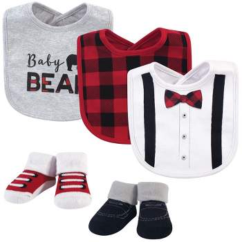 Little Treasure Baby Boy Cotton Bib and Sock Set 5pk, Lumberjack Bow Tie, One Size